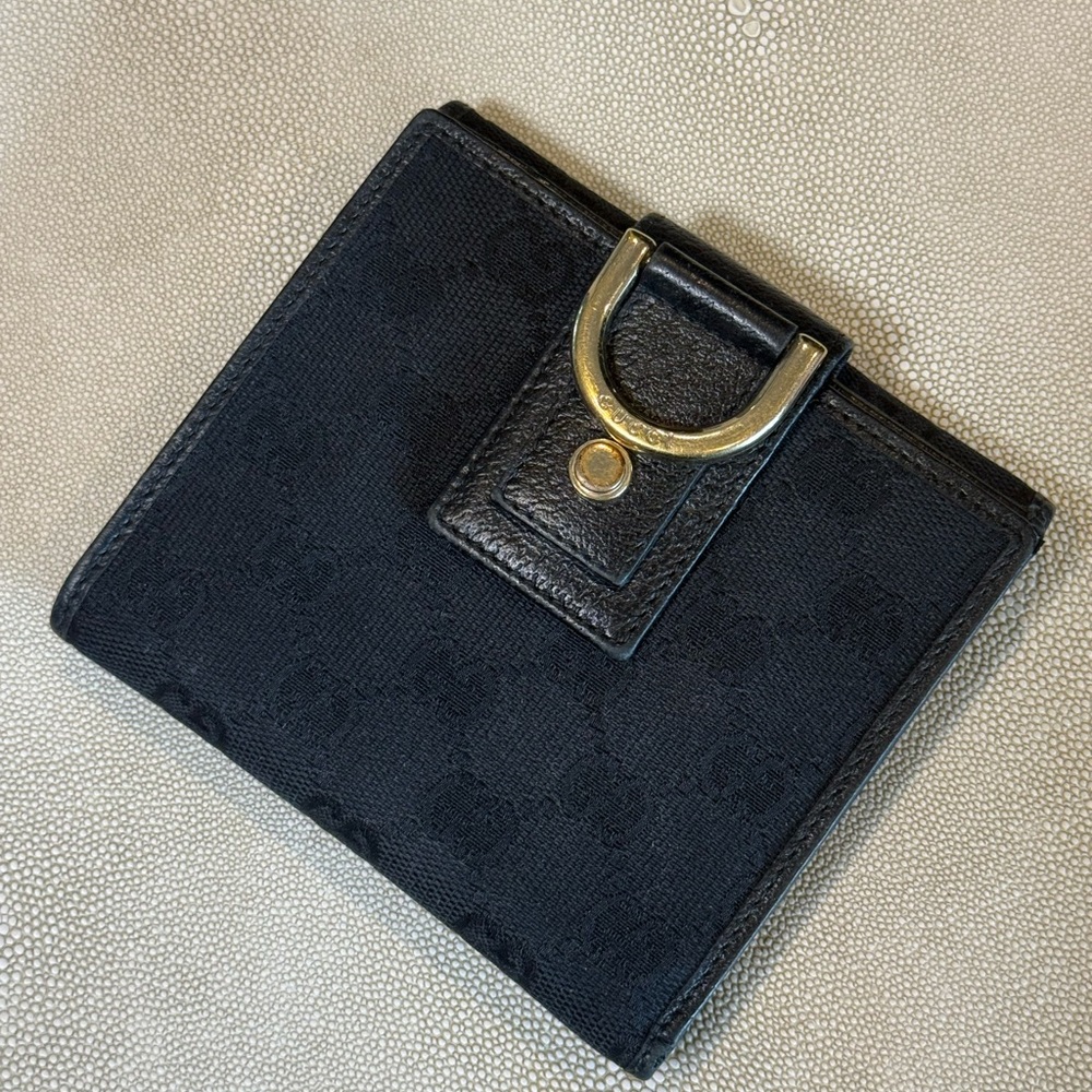 Gucci GG Canvas/Leather D-ring Wallet